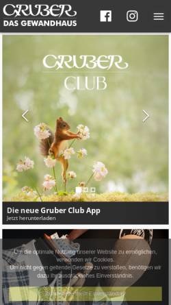 Vorschau der mobilen Webseite www.gewandhaus.bayern, Gewandhaus Hugo Gruber