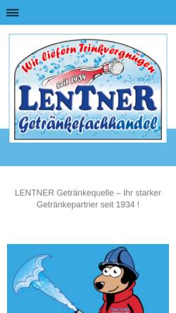 Vorschau der mobilen Webseite www.trinkvergnuegen.de, Lentner GmbH - Getränkefachhandel