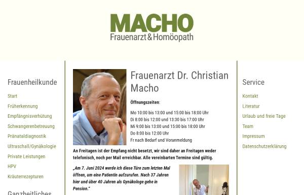Vorschau von www.frauenarzt-dr-macho.at, Dr. Christian Macho