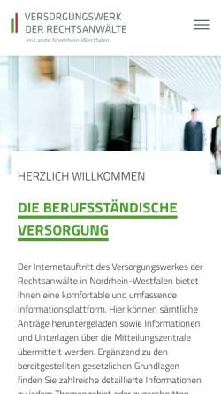 Vorschau der mobilen Webseite www.vsw-ra-nw.de, Versorgungswerk der Rechtsanwälte im Lande Nordrhein-Westfalen