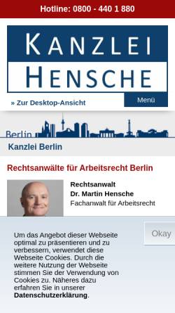 Vorschau der mobilen Webseite www.hensche.de, Hensche Rechtsanwälte