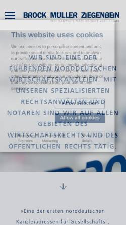 Vorschau der mobilen Webseite www.bmz-recht.de, Brock - Müller - Ziegenbein