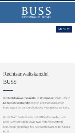 Vorschau der mobilen Webseite buss-rechtsanwaelte.de, Buss & Buss Rechtsanwälte und Notare