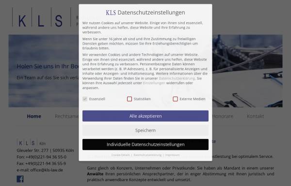 Vorschau von kls-law.de, KLS Rechtsanwälte Partnerschaftsgesellschaft