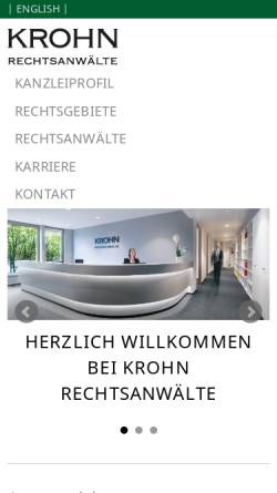 Vorschau der mobilen Webseite www.krohnlegal.de, Krohn Rechtsanwälte