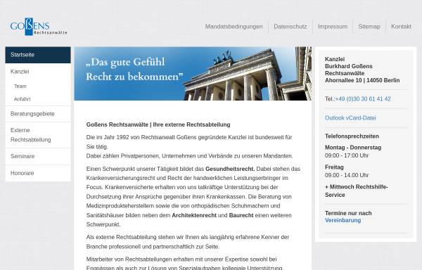 Vorschau von www.gossens.de, Goßens Rechtsanwälte