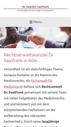 Vorschau der mobilen Webseite www.saalfrank-medizinrecht.de, Saalfrank, Valentin