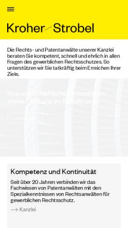 Vorschau der mobilen Webseite www.kroher-strobel.de, Kroher & Strobel, Rechtsanwälte und Patentanwälte