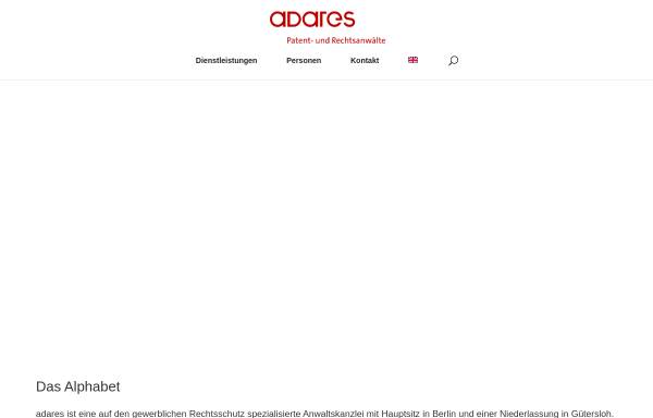 Vorschau von www.adares.de, Patent- und Rechtsanwälte adares