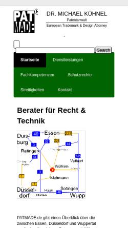 Vorschau der mobilen Webseite patmade.de, Patentanwalt Dr. Michael Kuehnel