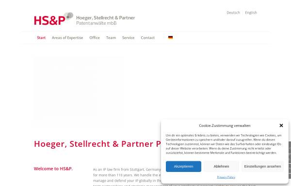 Vorschau von www.hoeger-stellrecht.de, Patentanwaltskanzlei Hoeger, Stellrecht & Partner