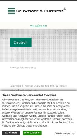Vorschau der mobilen Webseite marken-patente.de, Schweiger & Partner Patent- und Rechtsanwälte