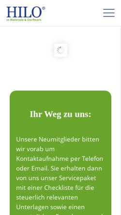 Vorschau der mobilen Webseite www.hilo-sfa.de, Lohnsteuerhilfeverein HILO