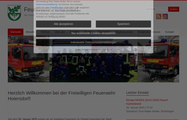 Vorschau von www.feuerwehr-hoiersdorf.de, Freiwillige Feuerwehr Hoiersdorf