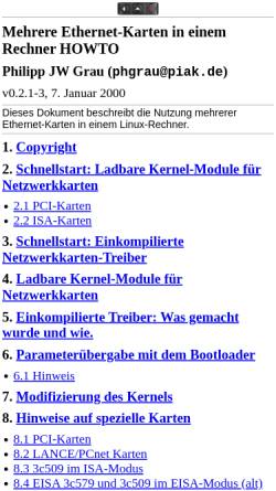 Vorschau der mobilen Webseite www.linuxhaven.de, Mehrere Ethernet-Karten in einem Rechner HOWTO