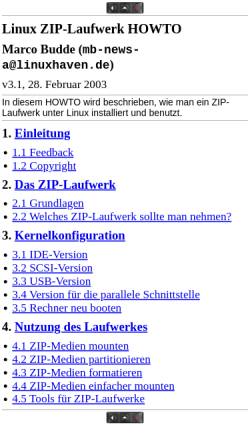 Vorschau der mobilen Webseite www.linuxhaven.de, ZIP-Laufwerk HOWTO
