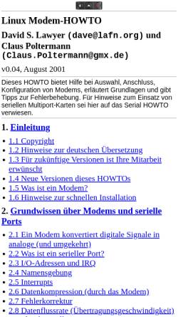 Vorschau der mobilen Webseite www.linuxhaven.de, Modem-HOWTO