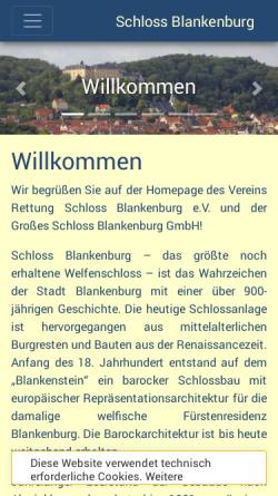 Vorschau der mobilen Webseite www.rettung-schloss-blankenburg.de, Rettung Schloss Blankenburg e. V.