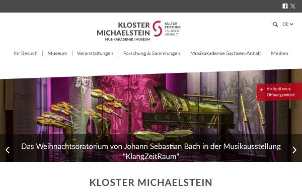 Vorschau von www.kloster-michaelstein.de, Stiftung Kloster Michaelstein