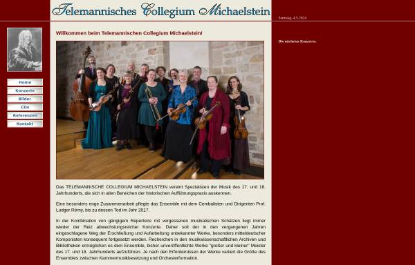 Vorschau von www.telemann-michaelstein.de, Telemannisches Collegium Michaelstein