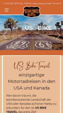 Vorschau der mobilen Webseite www.us-bike-travel.com, US Bike Travel - Reisebüro Kefalas