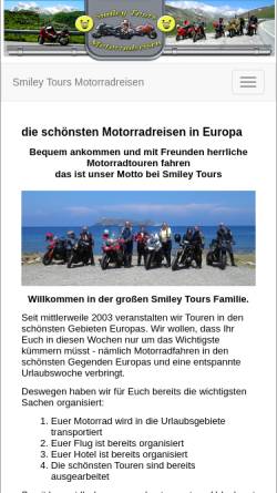 Vorschau der mobilen Webseite www.smiley-tours.de, Smiley-Tours Motorradreisen