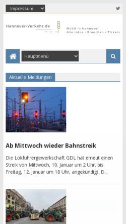 Vorschau der mobilen Webseite www.hannover-verkehr.de, Hannover Verkehr