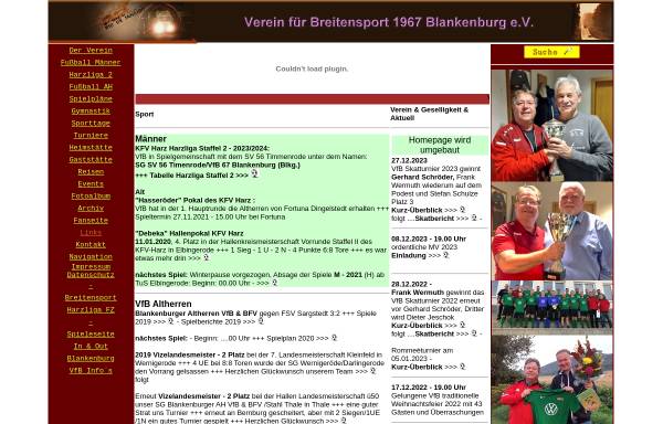 Vorschau von www.vfb67.de, Verein für Breistensport 1967 Blankenburg e.V.