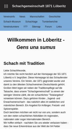 Vorschau der mobilen Webseite www.sg1871loeberitz.de, Schachgemeinschaft 1871 Löberitz