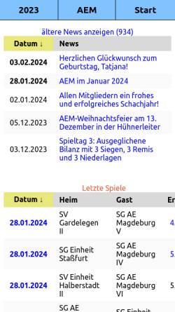 Vorschau der mobilen Webseite aem-schach.de, SG Aufbau Elbe Magdeburg e.V.