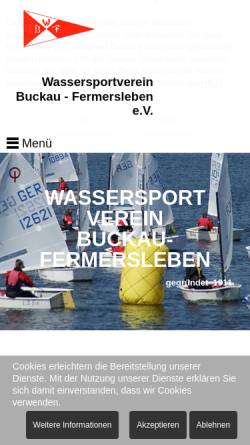 Vorschau der mobilen Webseite www.wbf-magdeburg.de, Die Segelabteilung des Wassersportvereins Buckau Fermersleben e.V.