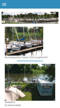 Vorschau der mobilen Webseite www.yachtclub-dessau.eu, Yachtclub Dessau e. V.