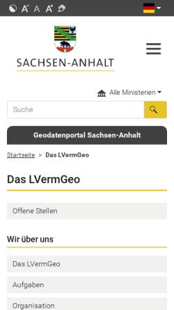 Vorschau der mobilen Webseite www.lvermgeo.sachsen-anhalt.de, Landesamt für Vermessung und Geoinformation