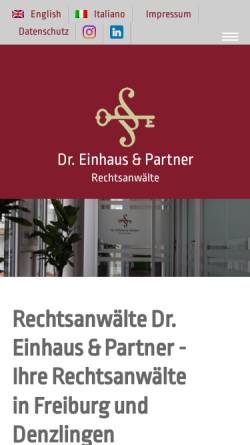Vorschau der mobilen Webseite www.einhauslaw.de, Rechtsanwaltskanzlei Einhaus und Kollegen, Denzlingen