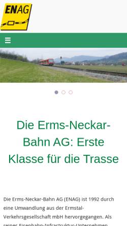 Vorschau der mobilen Webseite www.erms-neckar-bahn.de, ENAG Erms-Neckar-Bahn AG