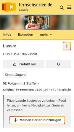 Vorschau der mobilen Webseite www.fernsehserien.de, Lassie (TV-Serie) - Infos zur Fernsehserie 1997-1998