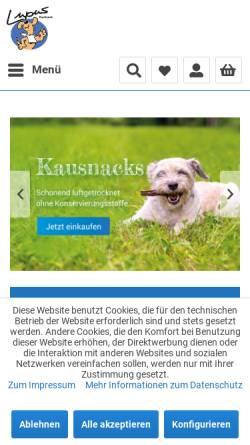 Vorschau der mobilen Webseite www.kausnack.de, Lupus Kausnack, Metzgerei Huber