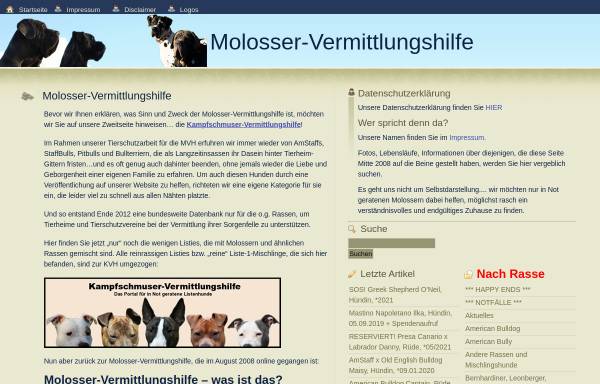 Vorschau von molosser-vermittlungshilfe.de, Molosser Vermittlungshilfe
