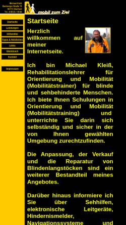 Vorschau der mobilen Webseite blindenlangstock.de, Mobil zum Ziel, Schulung in Orientierung und Mobilität