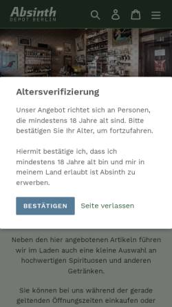 Vorschau der mobilen Webseite absinthdepot.de, Absinthdepot