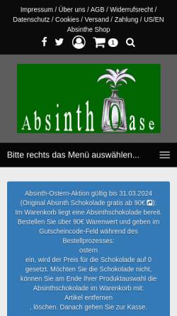 Vorschau der mobilen Webseite www.absinth-oase.de, Absinth-Oase - Ulrich Hosse