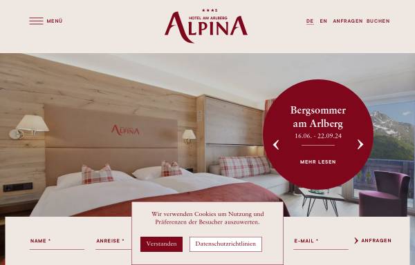 Vorschau von www.alpina-arlberg.at, Hotel Alpina