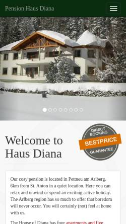 Vorschau der mobilen Webseite www.haus-diana.at, Pension Haus Diana