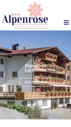 Vorschau der mobilen Webseite www.berggasthaus-alpenrose.at, Berggasthaus Alpenrose