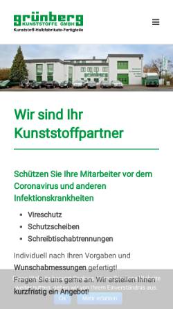 Vorschau der mobilen Webseite www.gruenberg-kunststoffe.de, Grünberg Kunststoffe GmbH