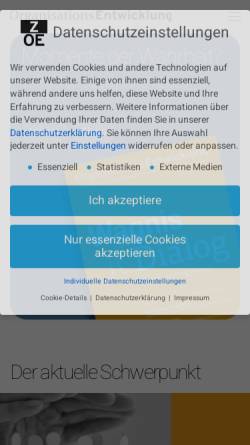 Vorschau der mobilen Webseite www.zoe.ch, Organisationsentwicklung - Fachzeitschrift für Organisationsentwicklung