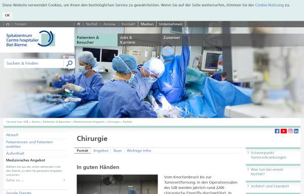 Vorschau von www.chirurgiebiel.ch, Chirurgische Klinik Spitalzentrum Biel