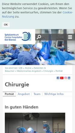 Vorschau der mobilen Webseite www.chirurgiebiel.ch, Chirurgische Klinik Spitalzentrum Biel