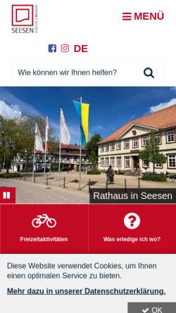 Vorschau der mobilen Webseite www.stadtverwaltung-seesen.de, Stadt Seesen