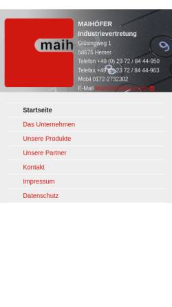 Vorschau der mobilen Webseite www.maih.de, Maihöfer GmbH